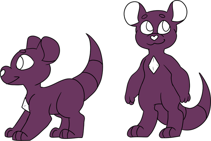The quadrupedal and bipedal kit diagrams have been colored purple as a basecolor.
